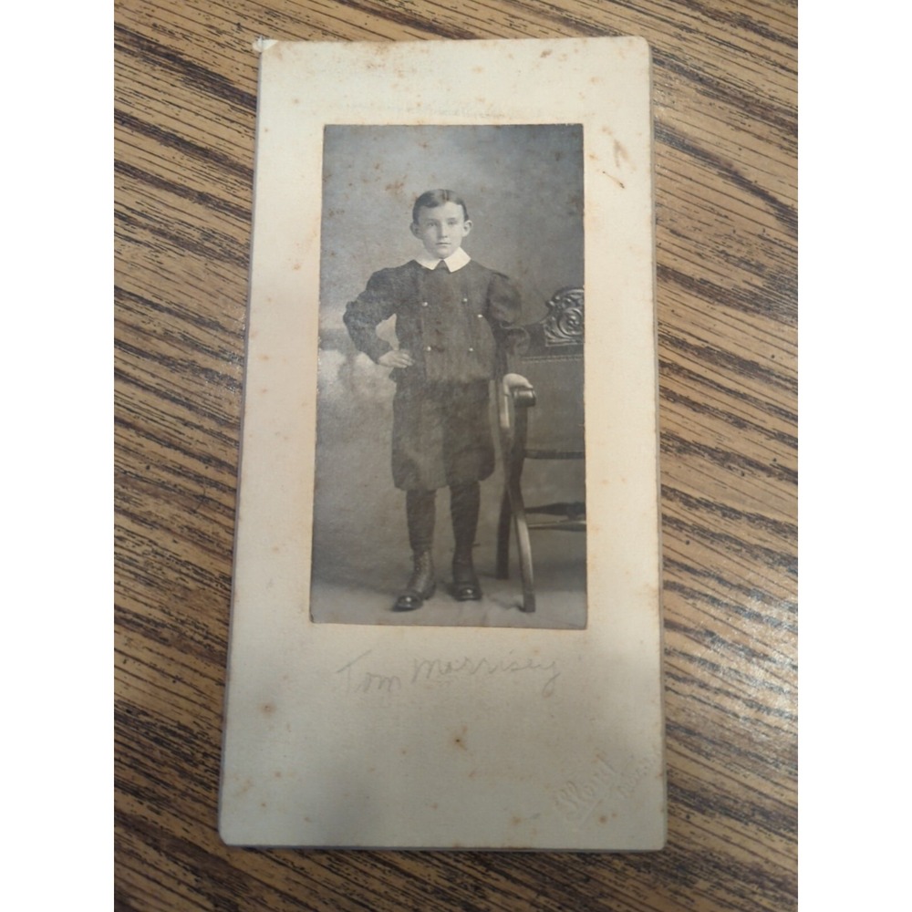 Rare Antique Cabinet Card Photo Victorian Portrait Young Man Boy Tom Morrissey